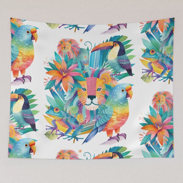Item preview, Whimsical Jungle Animal Illustration in Colorful Pastels designed and sold by Szpaku desart .