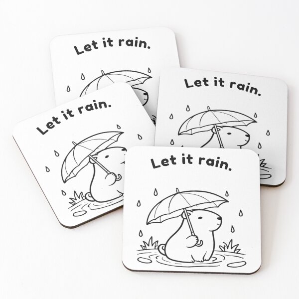 Item preview, Let it Rain Capybara – Cute Minimalist Design designed and sold by PAPIRO SIGLO XXI.