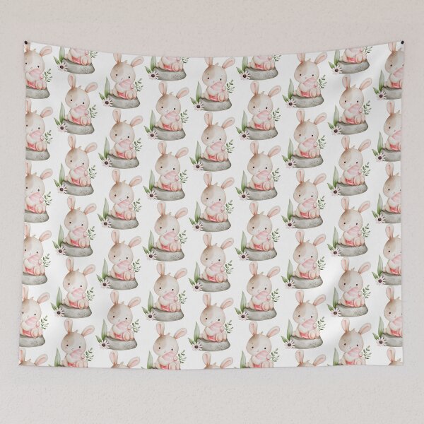 Item preview, Watercolor Easter Bunny with Pastel Eggs - Adorable Spring Holiday Gift designed and sold by FuzionRaptor.