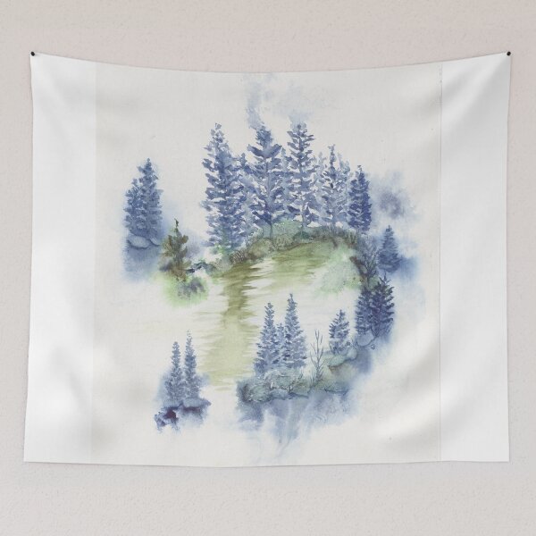 Item preview, Pond in a Misty Forest designed and sold by The Elderberry Blossom.