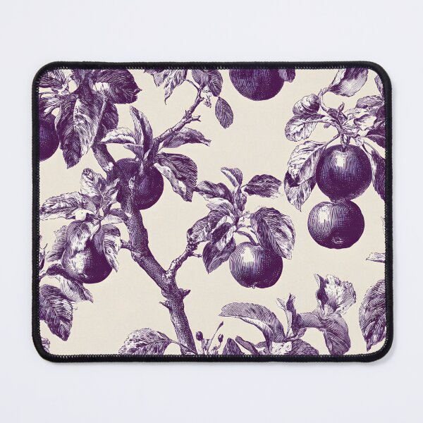 Item preview, Apples, leaves and branches French toile in deep,purple on off-white designed and sold by SophieClimaArt.