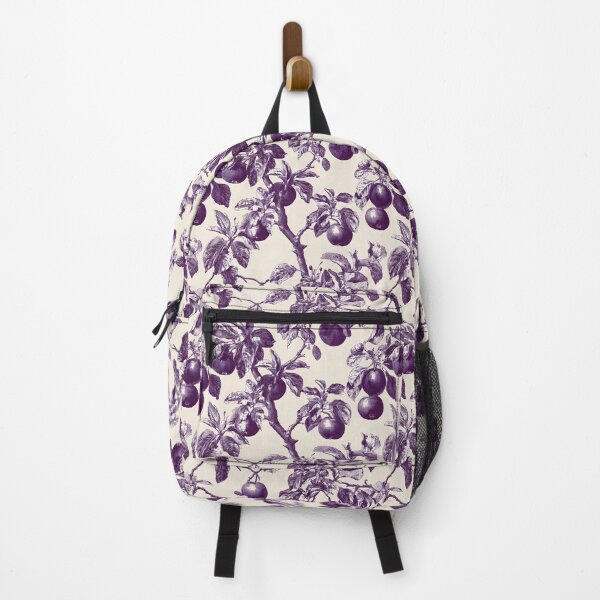 Item preview, Apples, leaves and branches French toile in deep,purple on off-white designed and sold by SophieClimaArt.