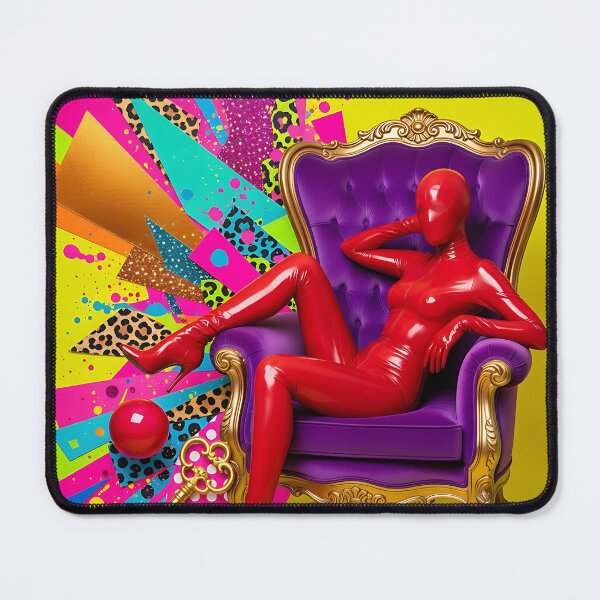 Item preview, Red figure sitting on purple armchair with pop art designed and sold by Alexzel.