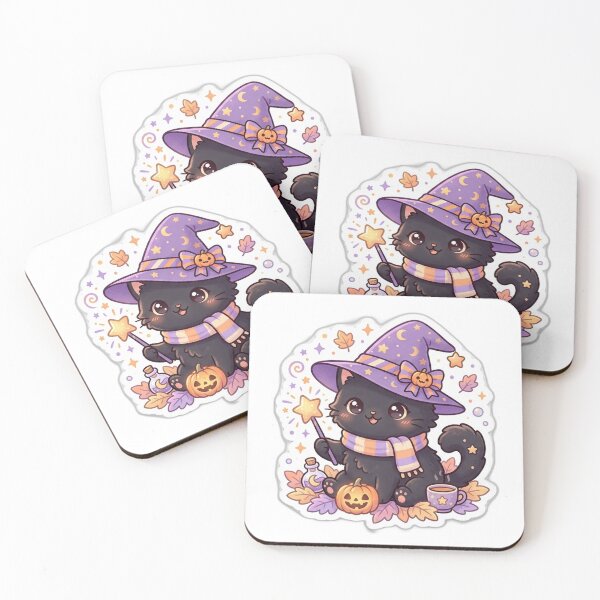 Item preview, Kawaii Cat Witch - Cute Magical Halloween Sticker designed and sold by Glitchfab.