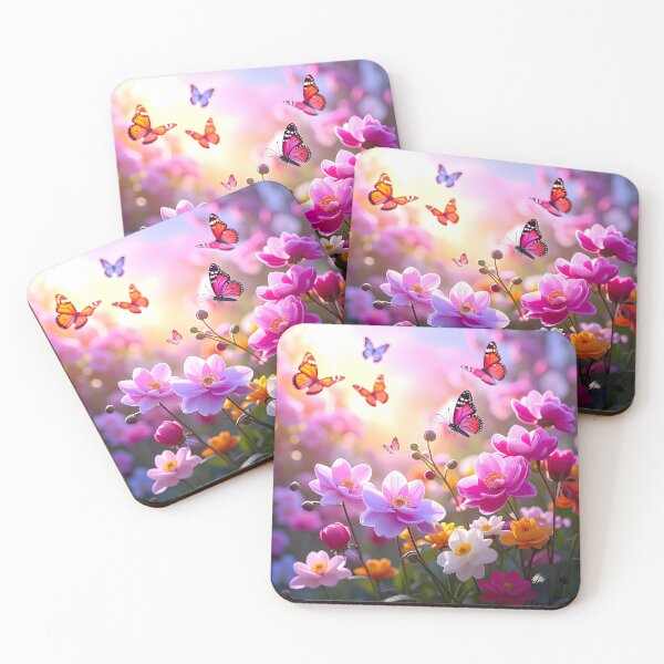 Item preview, Colourful pink Flowers and butterflies designed and sold by Creative Visualize.