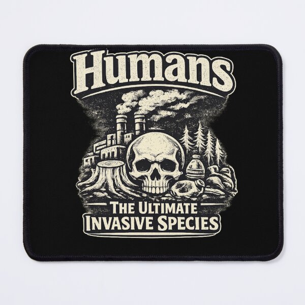 Item preview, Humans The Ultimate Invasive Species Shirt – Skull Pollution Graphic Tee – Dark Humor Environmental Design designed and sold by Laughprints.