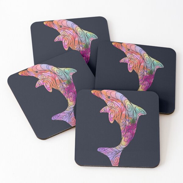 Item preview, Colorful Textured Dolphin - Artistic Swirl Ocean Art designed and sold by Siriusvibes.