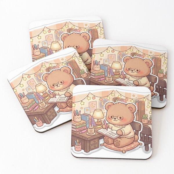 Aperçu de l'œuvre Kawaii Lofi Bear - Cozy Study Sticker créée et vendue par Glitchfab.