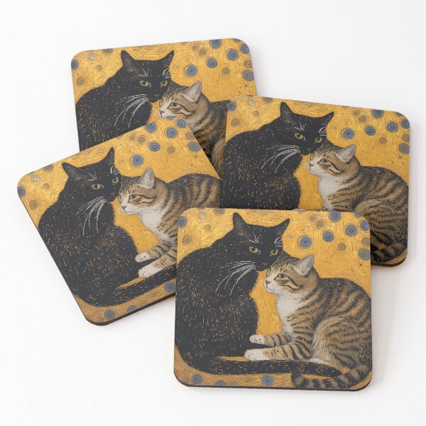 Item preview, Kiss of Cats. In the style of Gustav Klimt. designed and sold by Natalia-Vlad.