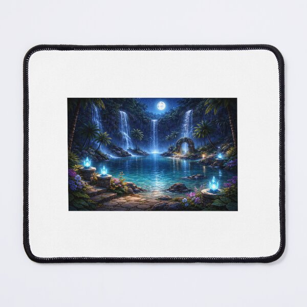 Item preview, Moonlit Fantasy Waterfall Crystal Lagoon designed and sold by DarkRivae.