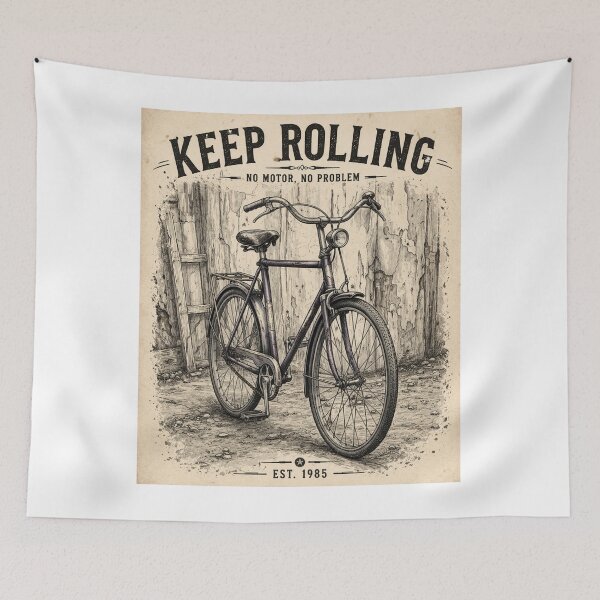 Item preview, Keep Rolling Vintage Bicycle No Motor No Problem Retro Bike Design designed and sold by Delfino-art.