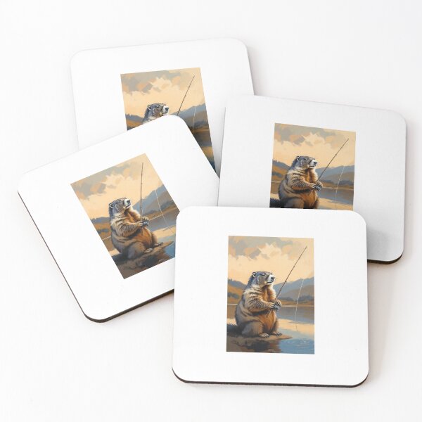 Item preview, Fishing Marmot - Peaceful Lakeside Fisherman designed and sold by AnotherMarmot.