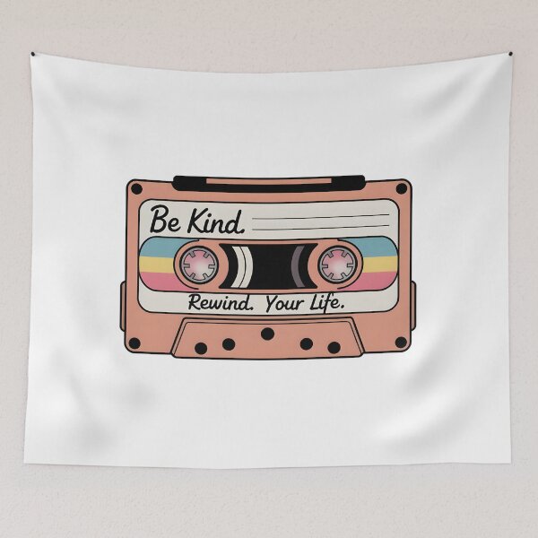 Item preview, Be Kind Rewind Your Life Funny Retro Quote designed and sold by CoastalEmp.