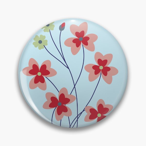 Item preview, Minimalistic Red Flower & Blue Leaf Pattern  designed and sold by auran14.