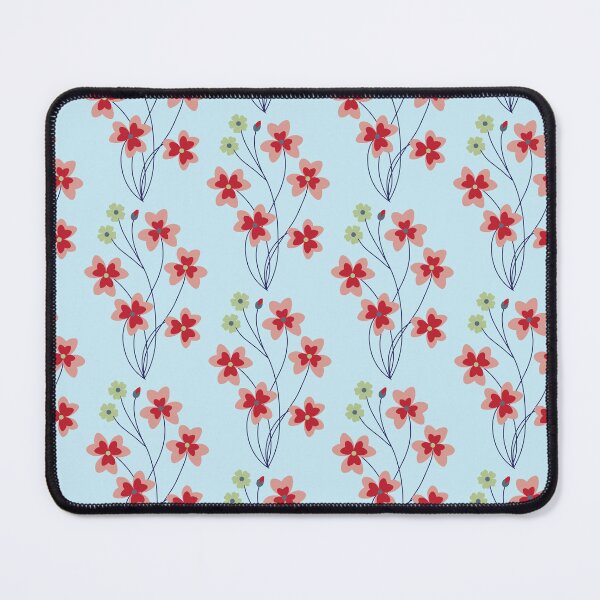 Item preview, Minimalistic Red Flower & Blue Leaf Pattern designed and sold by auran14.