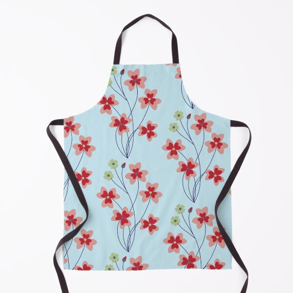 Item preview, Minimalistic Red Flower & Blue Leaf Pattern designed and sold by auran14.