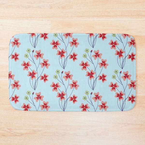 Item preview, Minimalistic Red Flower & Blue Leaf Pattern  designed and sold by auran14.