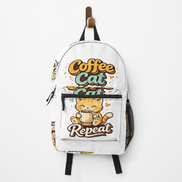 Item preview, Cute Coffee Cat – Coffee Cat Repeat Funny Cat Lover Gift, Kawaii Coffee Lover Design for T-Shirt, Sticker, iPhone case, cup, bag, hoodie designed and sold by ArtByTripti.