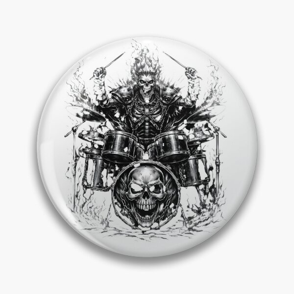 Item preview, Skeleton Drummer in The Undead Rock Metal Band - Gift for Rock and Metal Fans designed and sold by Dazzio Designs.