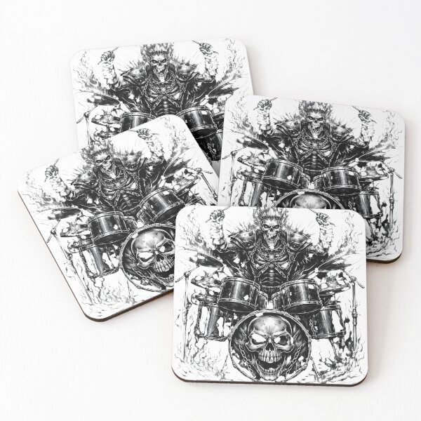 Item preview, Skeleton Drummer in The Undead Rock Metal Band - Gift for Rock and Metal Fans designed and sold by Dazzio Designs.