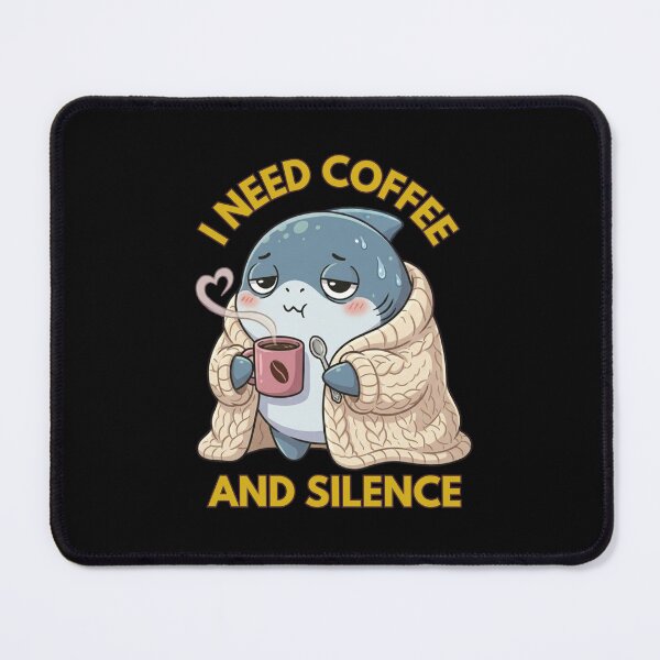 Item preview, I Need Coffee and Silence Chibi Shark designed and sold by Nature's Chibis.