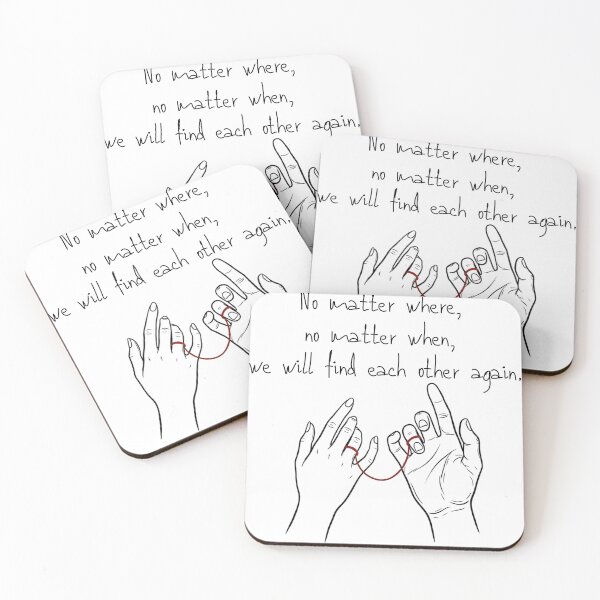 Item preview, Red String of Fate Hands Design – No Matter Where No Matter When We Will Find Each Other Again Romantic Soul Connection designed and sold by CosmicCutouts.