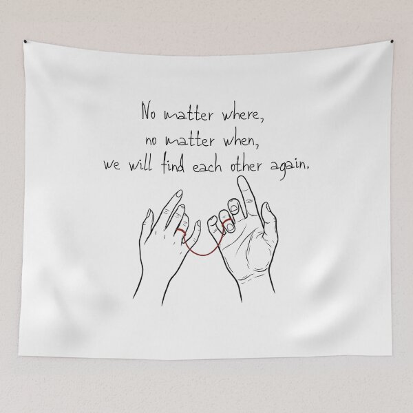 Item preview, Red String of Fate Hands Design – No Matter Where No Matter When We Will Find Each Other Again Romantic Soul Connection designed and sold by CosmicCutouts.
