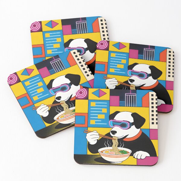 Item preview, Cyberpunk Dog Eating Ramen - Futuristic Neon Aesthetic & Anime Style designed and sold by Roland Art Store.