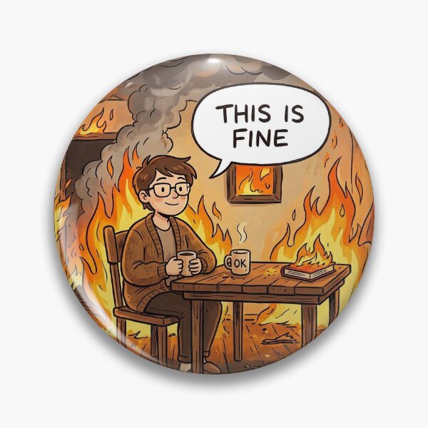 Item preview, This Is Fine Meme – Funny Relatable Chaos Aesthetic designed and sold by Sticker shop 007.