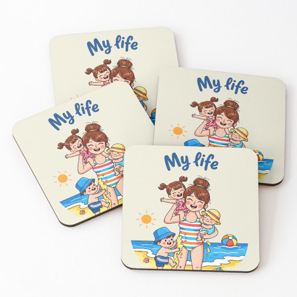 Item preview, My Life – Happy Mom with Kids Beach Love Design designed and sold by Sea Gem.
