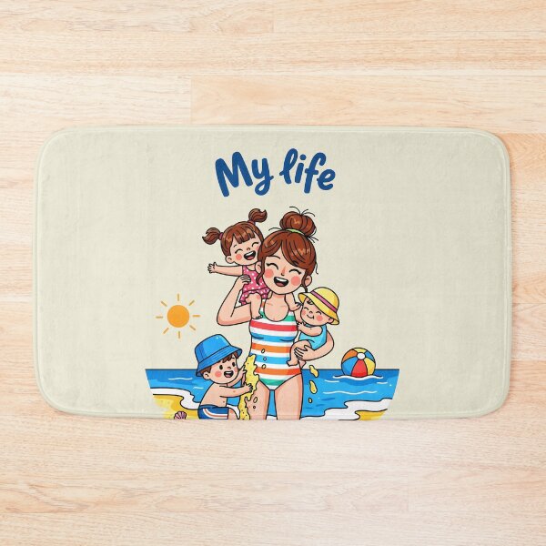 Item preview, My Life – Happy Mom with Kids Beach Love Design designed and sold by Sea Gem.