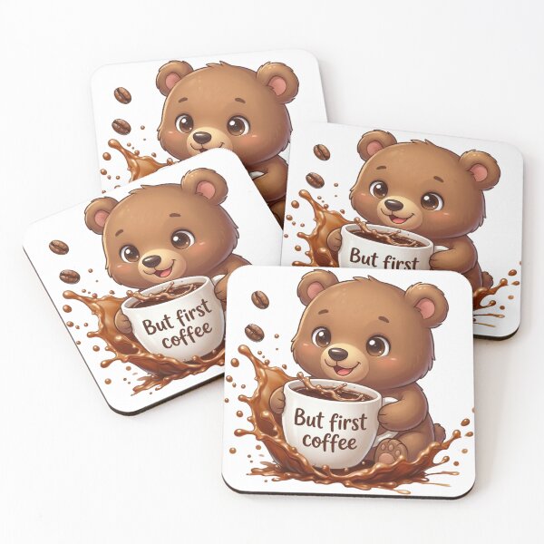 Item preview, Cute Bear But First Coffee | Funny Bear Coffee Lover Cartoon | Morning Coffee Bear Design designed and sold by MyStore2025.