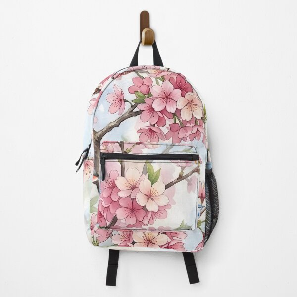 Item preview, Watercolor Cherry Blossom Branch with Colorful Songbirds designed and sold by VibranPalette.