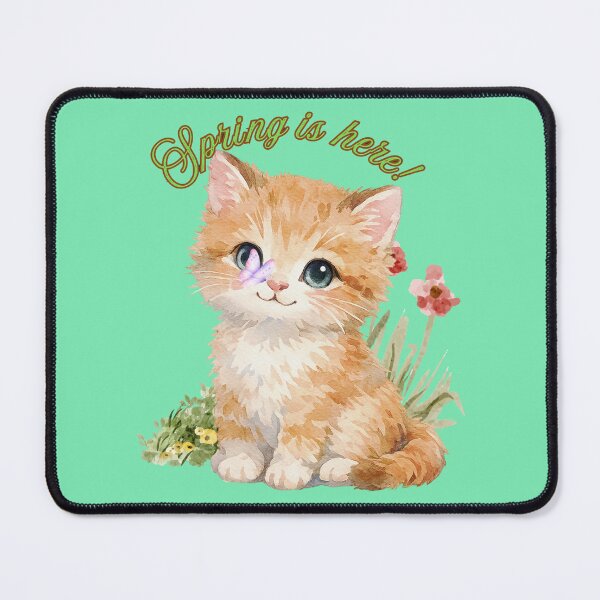 Item preview, Spring Is Here Cute Kitten Watercolor Floral Cat Design designed and sold by Brainy Bites19.