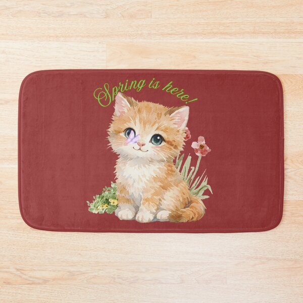 Item preview, Spring Is Here Cute Kitten Watercolor Floral Cat Design designed and sold by Brainy Bites19.
