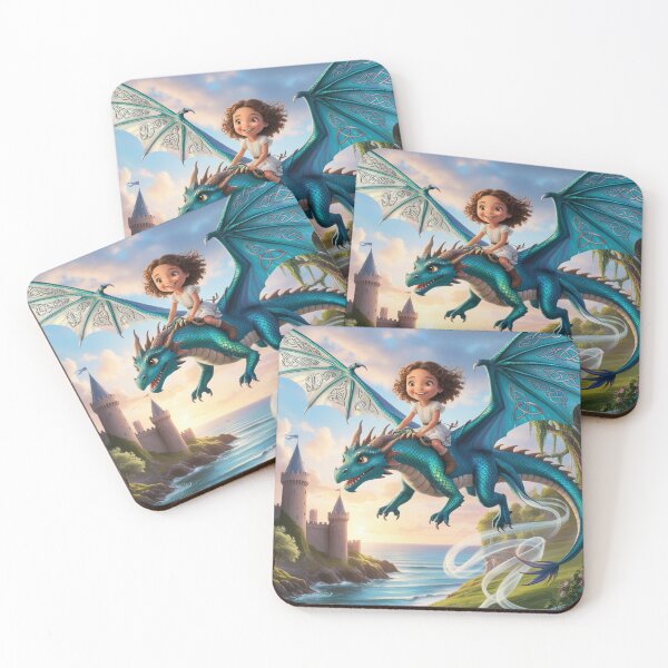 Item preview, Girl Riding Dragon Whimsical Fantasy Adventure designed and sold by Mirgonhood.