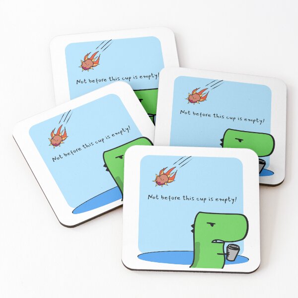 Item preview, Coffee Before Comet Humorous Graphic featuring Green Dinosaur designed and sold by penpen designs.
