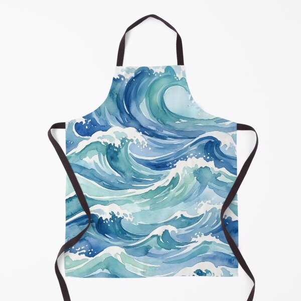 Item preview, Seamless Watercolor Japanese Wave Pattern - Blue and Teal Ocean Motif designed and sold by VibranPalette.