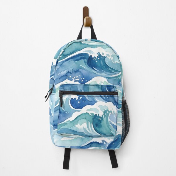 Item preview, Seamless Watercolor Japanese Wave Pattern - Blue and Teal Ocean Motif designed and sold by VibranPalette.