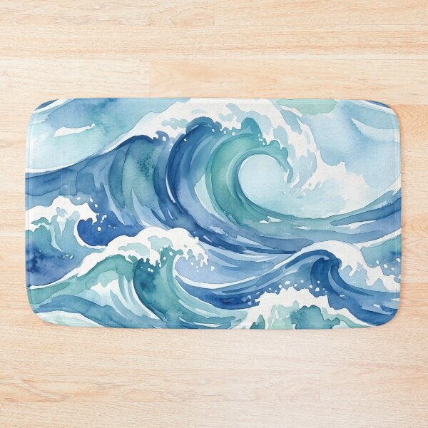 Item preview, Seamless Watercolor Japanese Wave Pattern - Blue and Teal Ocean Motif designed and sold by VibranPalette.