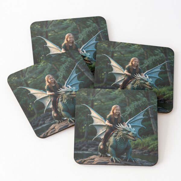 Item preview, Girl Riding Dragon Forest Fantasy Adventure Scene designed and sold by Mirgonhood.