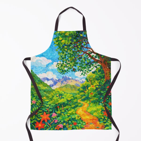 Item preview, Forest Trail with Snowy Peaks, Watercolor Papercut, Mixed Media Digital Collage designed and sold by SWSandraWechner.