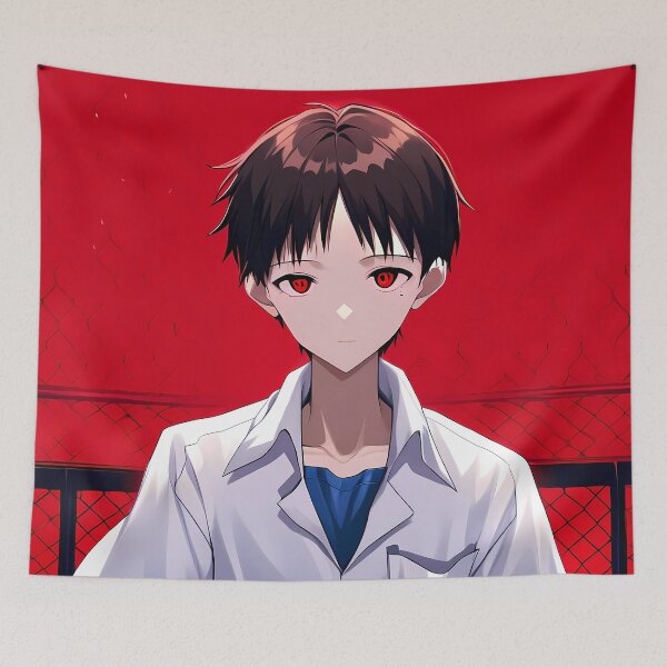 Item preview, Shinji Ikari Neon Genesis Evangelion Red Eyes Apple Rooftop designed and sold by PMartistStudio.