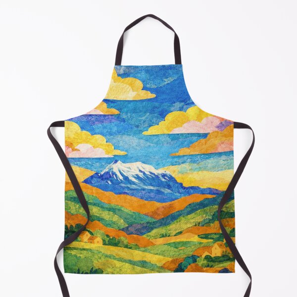 Item preview, Illimani, Snowy Mountain with Summer Valley, Watercolor Papercut, Mixed Media Digital Collage designed and sold by SWSandraWechner.