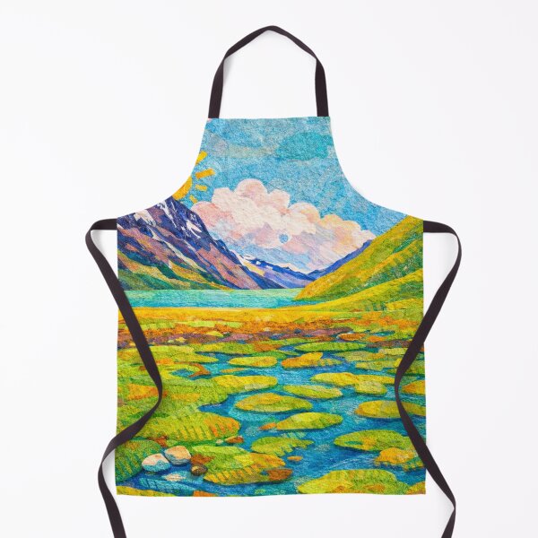 Item preview, Wetland with Snowy Mountain Panorama, Watercolor Papercut, Mixed Media Digital Collage designed and sold by SWSandraWechner.