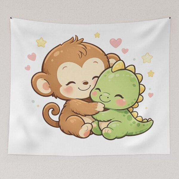 Item preview, Cute Monkey & Baby Dino Hug designed and sold by Peter-Wurst.