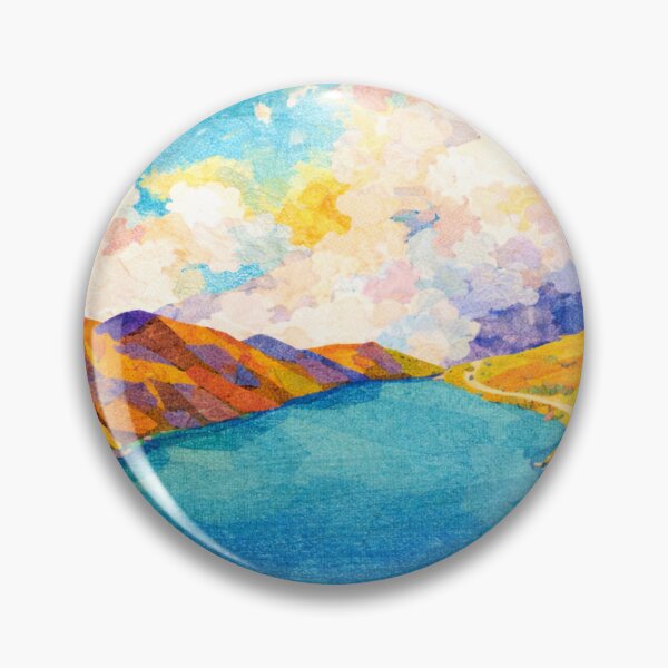 Item preview, Mountain Lagoon Trail Panorama, Watercolor Papercut, Mixed Media Digital Collage designed and sold by SWSandraWechner.