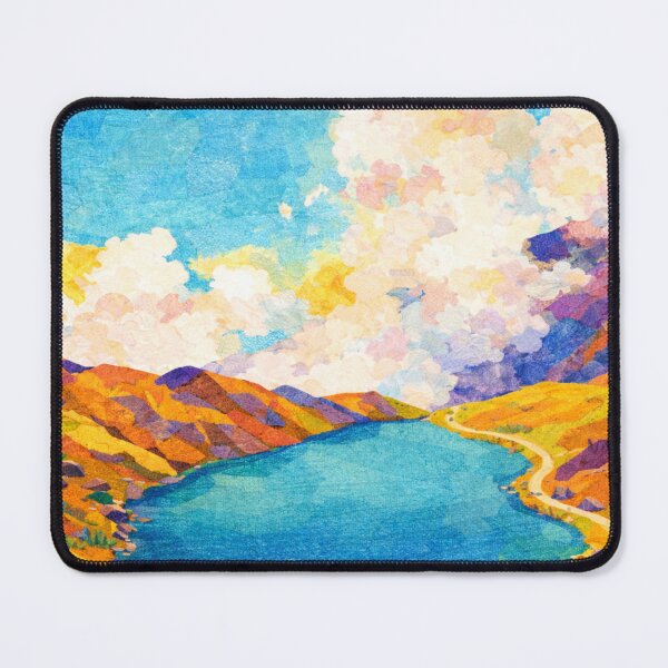 Item preview, Mountain Lagoon Trail Panorama, Watercolor Papercut, Mixed Media Digital Collage designed and sold by SWSandraWechner.