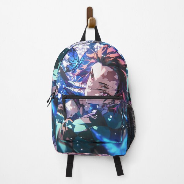 Item preview, Tanjiro Kamado Demon Slayer Butterfly Blue Glow Dramatic Portrait designed and sold by PMartistStudio.