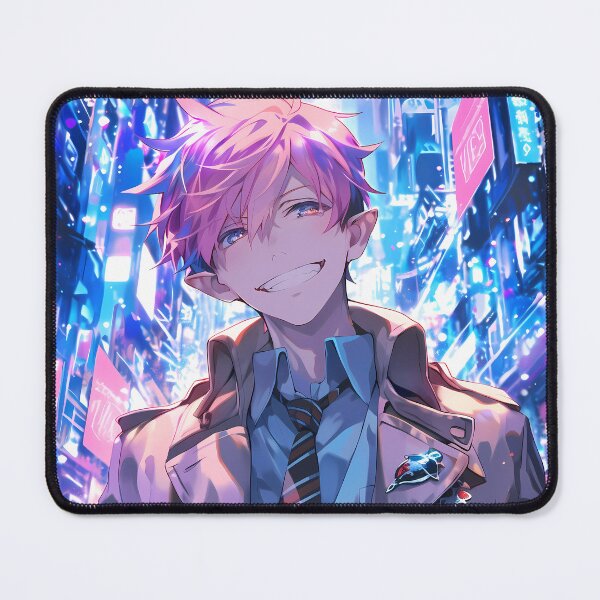 Item preview, Renzo Shima Blue Exorcist Neon City Smirk designed and sold by PMartistStudio.